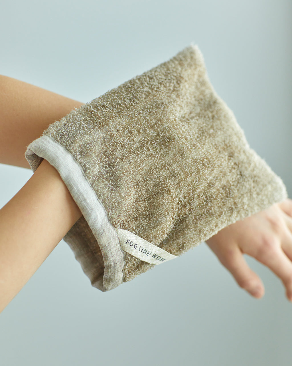 Linen Pile Bath Mitten Natural