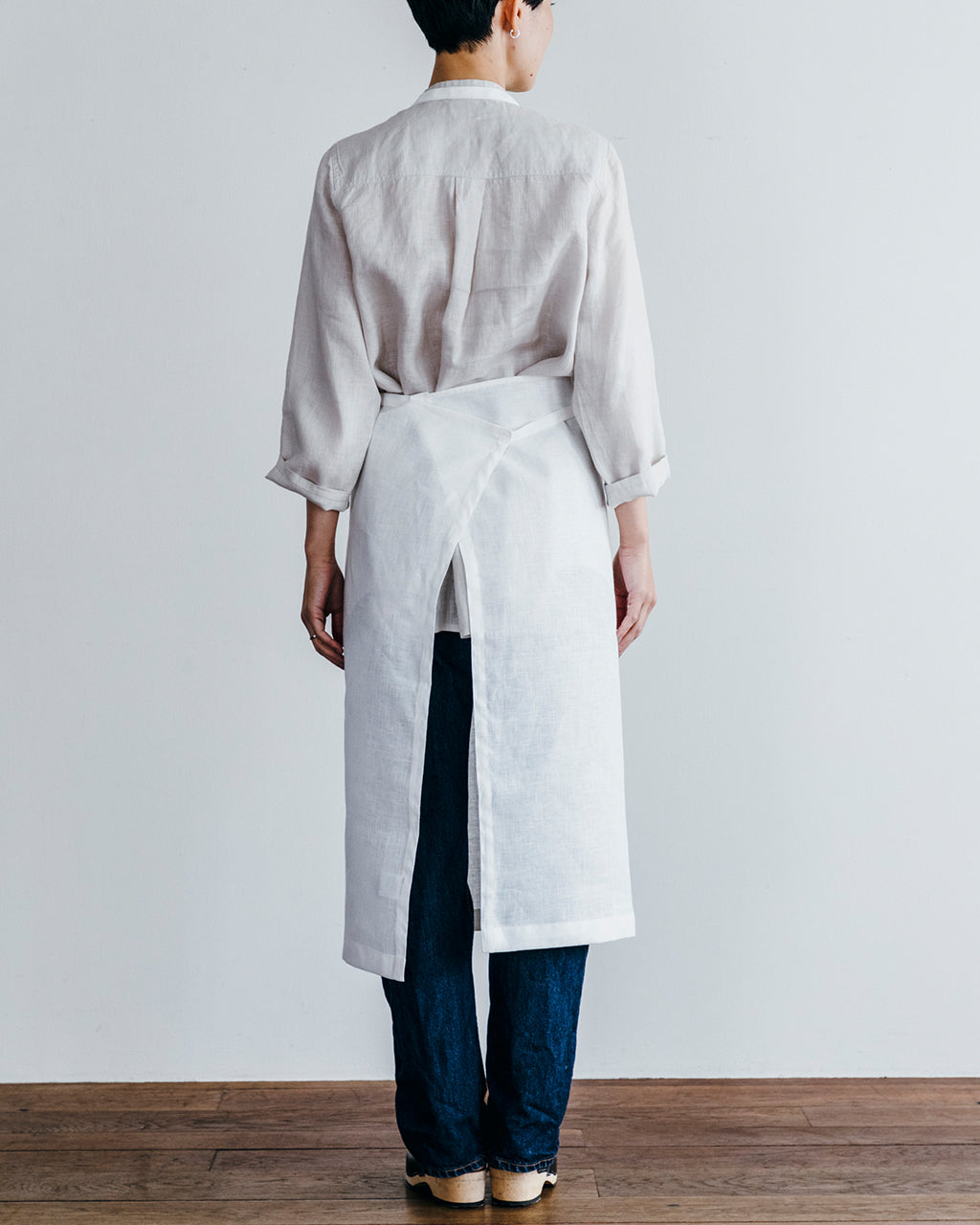 Linen Full Apron: White