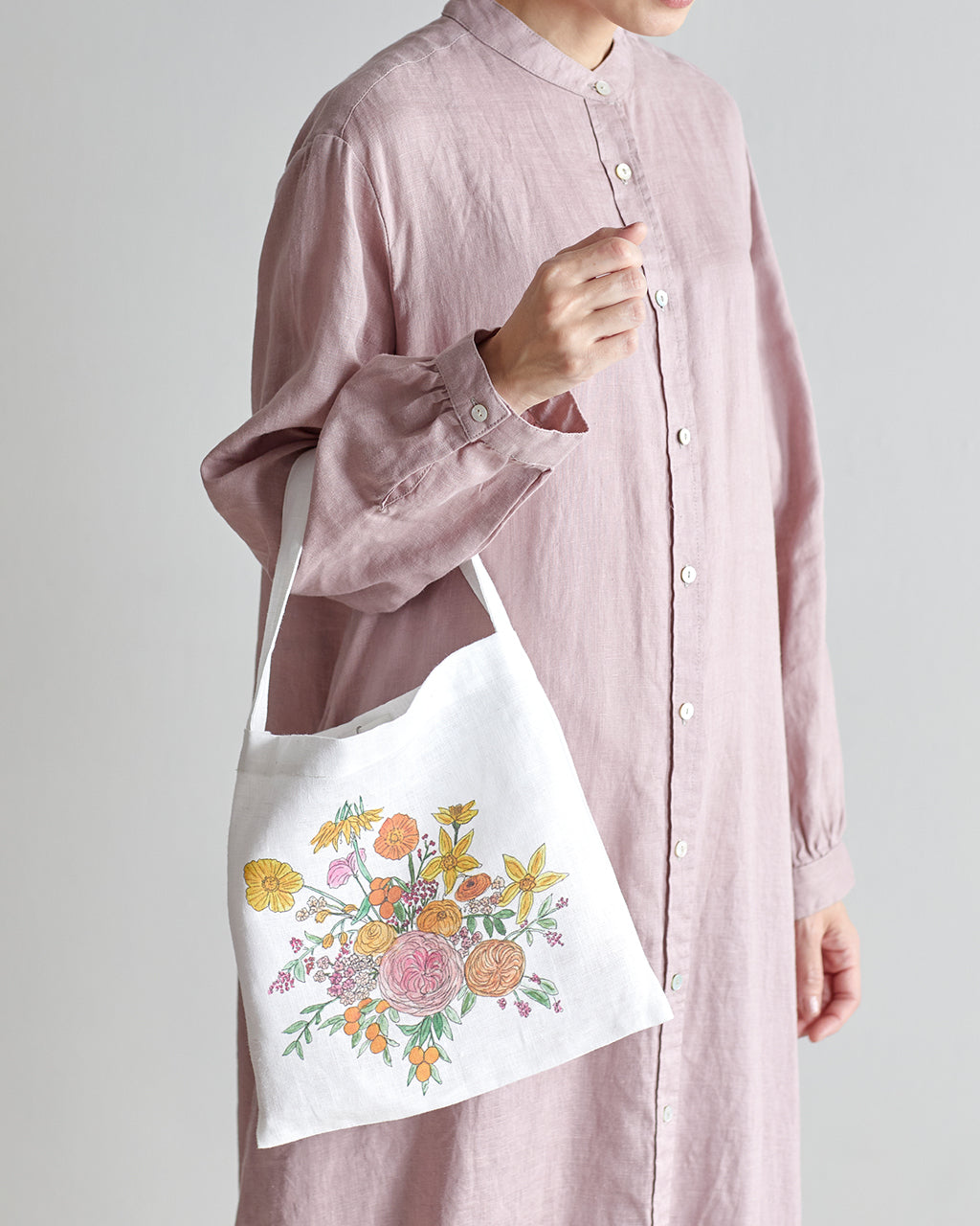 Isabelle Boinot Linen Bag: Bouquet