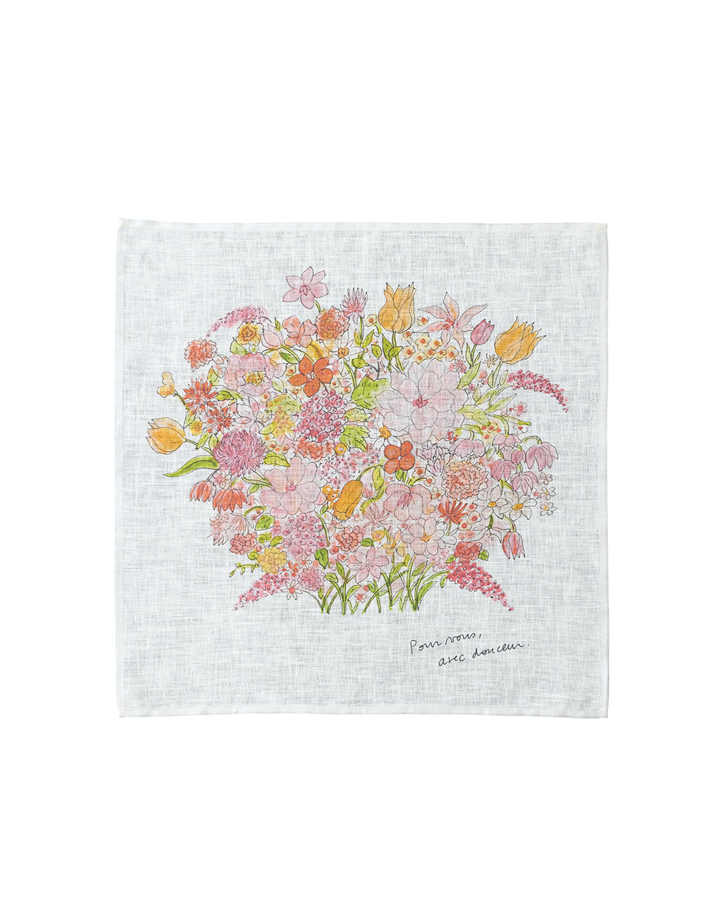 Isabelle Boinot Handkerchief: Pink Bouquet