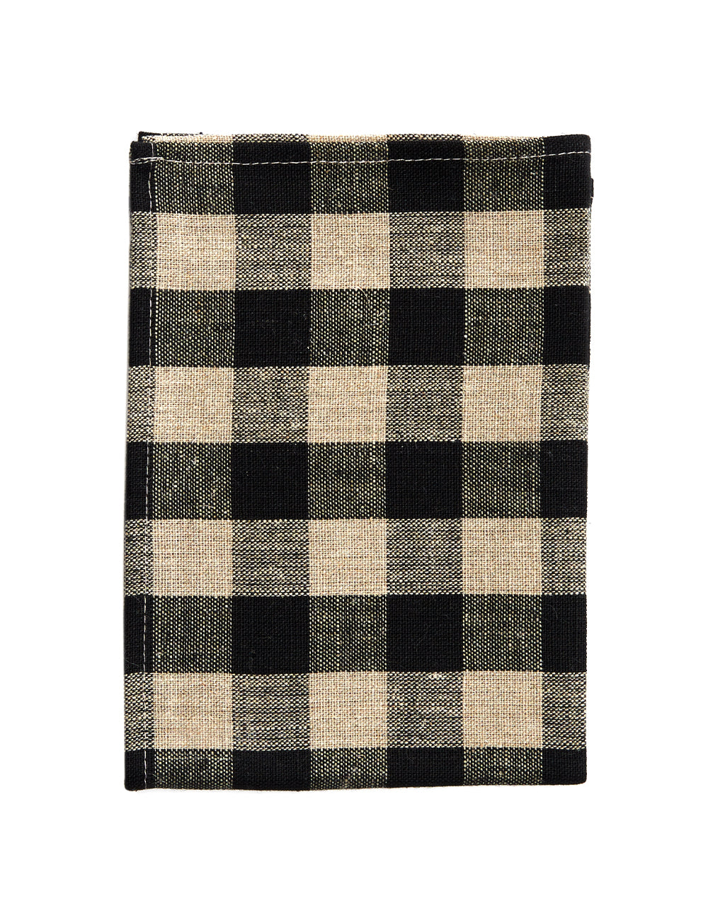 Thick Linen Tea Towel: Black Natural Check