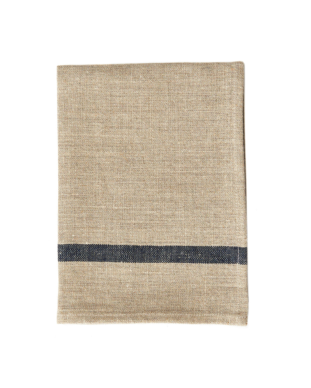 Thick Linen Tea Towel: Natural Navy Stripe