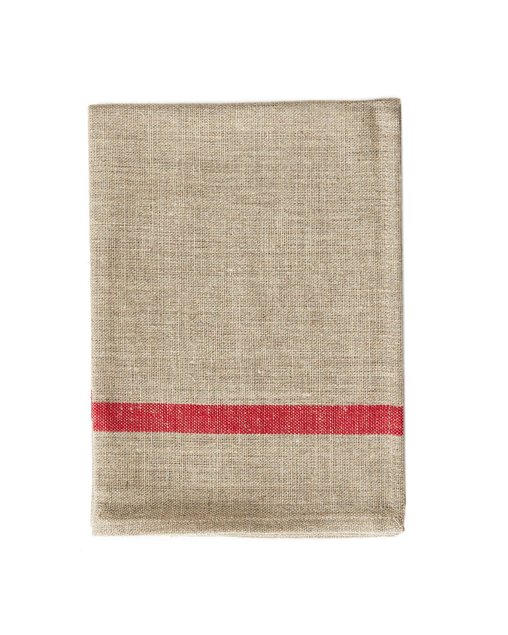 Thick Linen Tea Towel: Natural Red Stripe