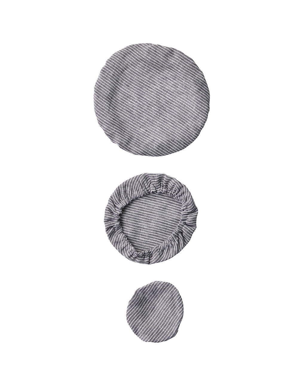Linen Bowl Cover Set 3: Grey White Stripe