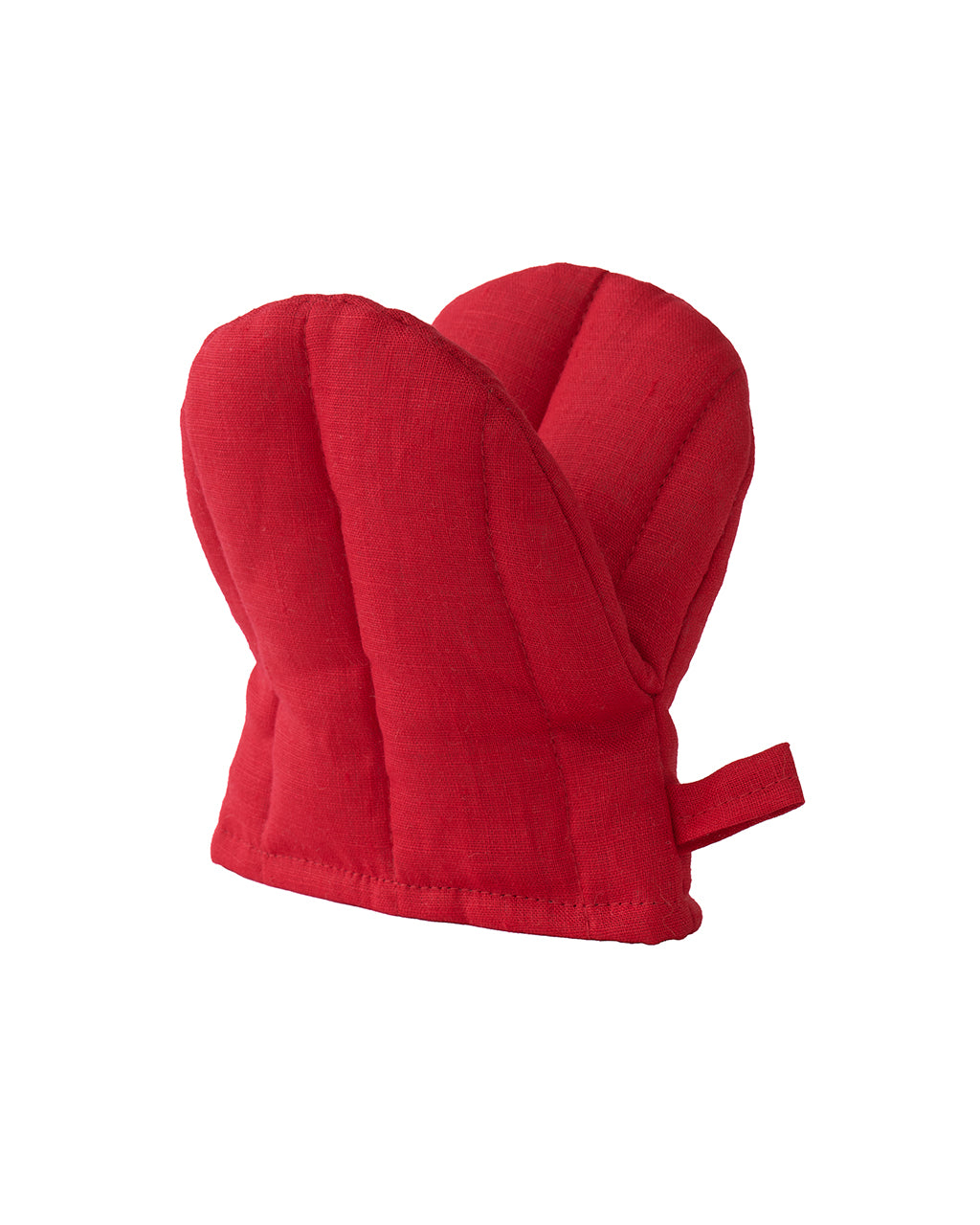 Linen Oven Mitten: Red