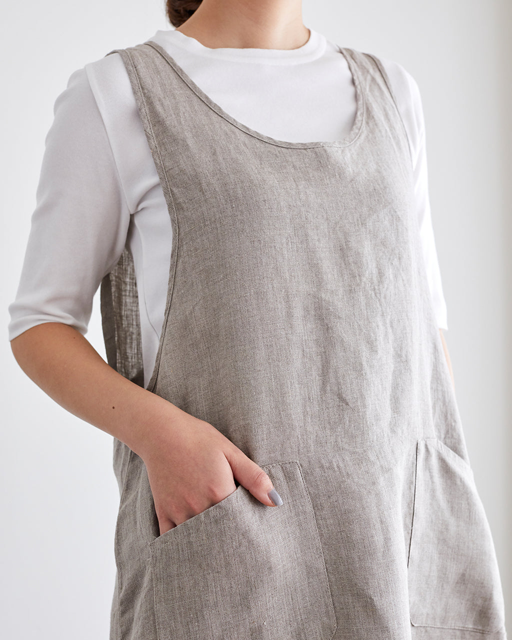 Linen Over Dress Apron: Natural
