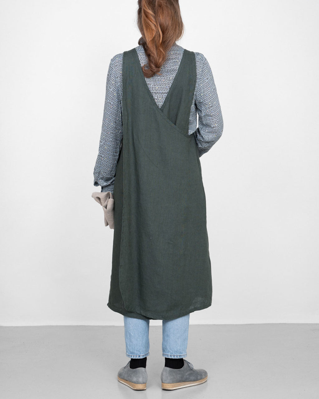 Linen Over Dress Apron: Vert Noir
