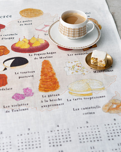 2025 Linen Calendar: Sweets Map Of France