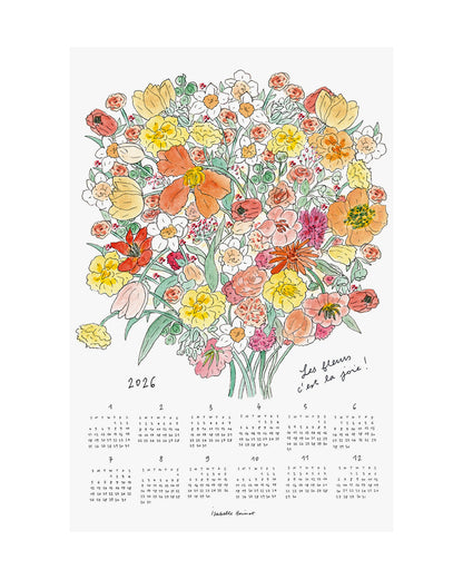 2026 Linen Tea Towel Calendar: Joyful Bouquet