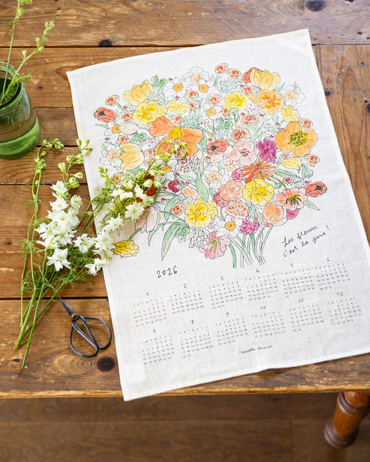 2026 Linen Tea Towel Calendar: Joyful Bouquet