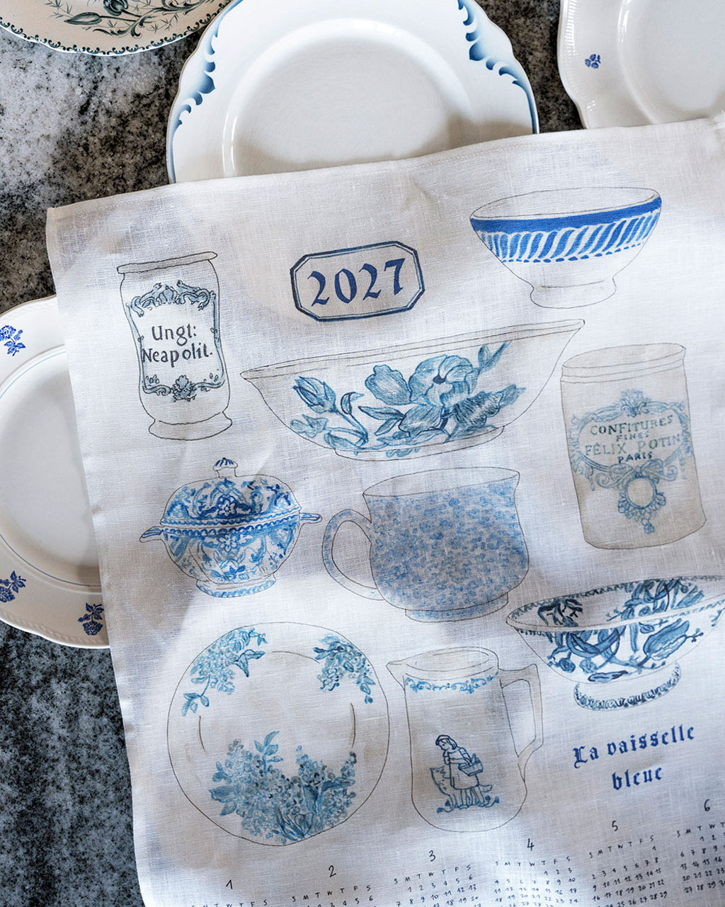 2027 Linen Calendar La Vaisselle Bleue