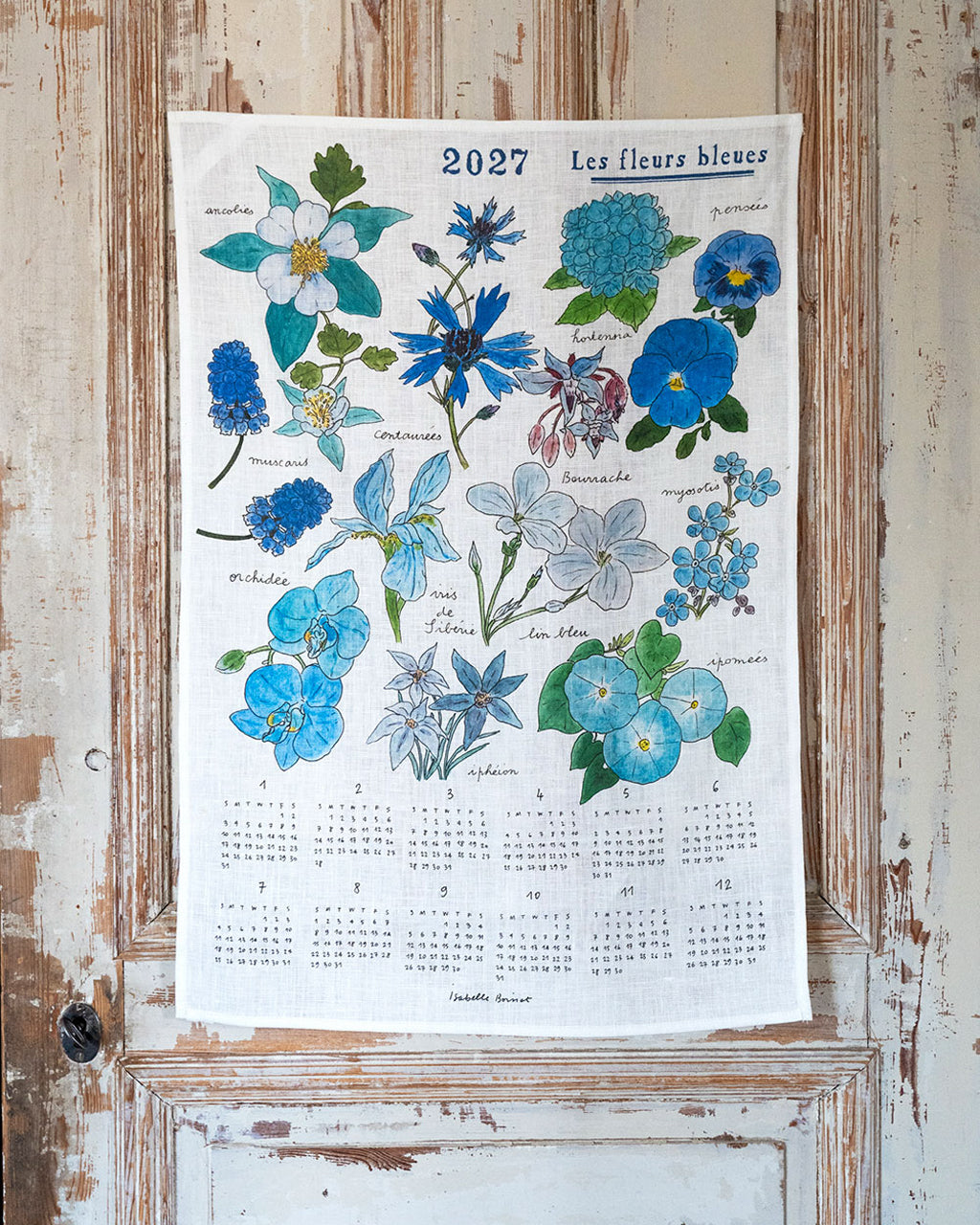 2027 Linen Calendar Les Fleurs Bleues