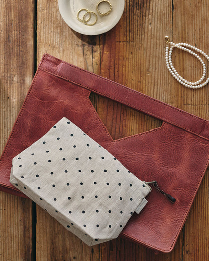 Chris Linen Pouch: Natural Dot