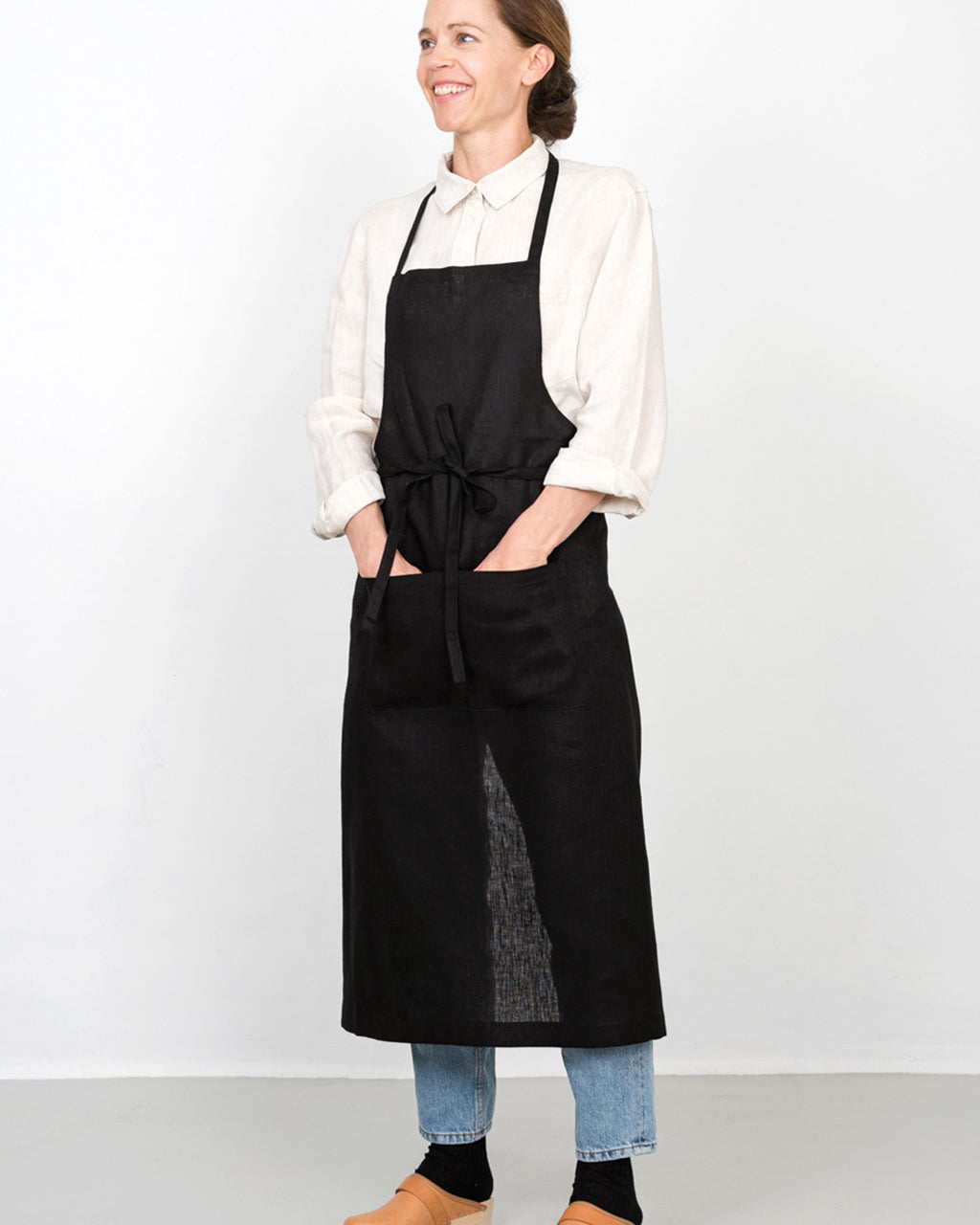Linen Full Apron: Black