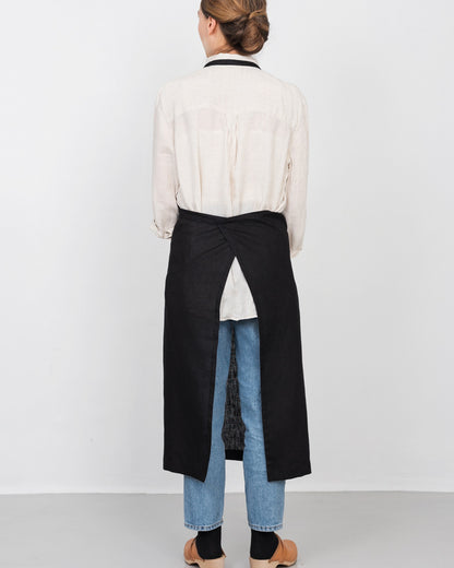 Linen Full Apron: Black
