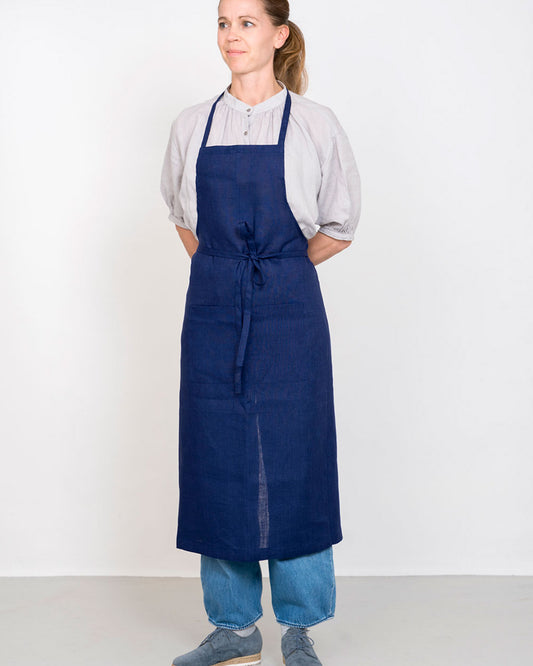 Linen Full Apron: Blue Violet