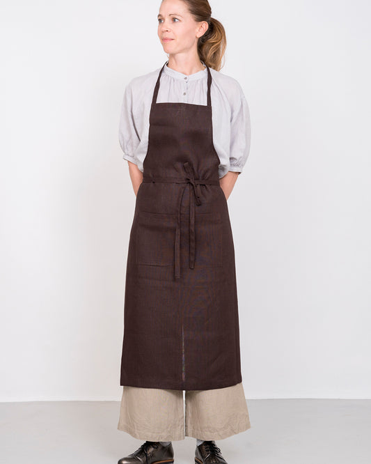 Linen Full Apron: Chocolate