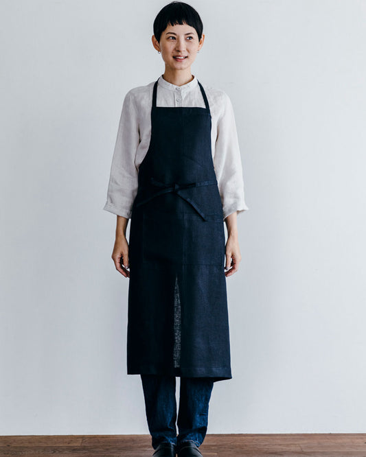 Linen Full Apron: Navy