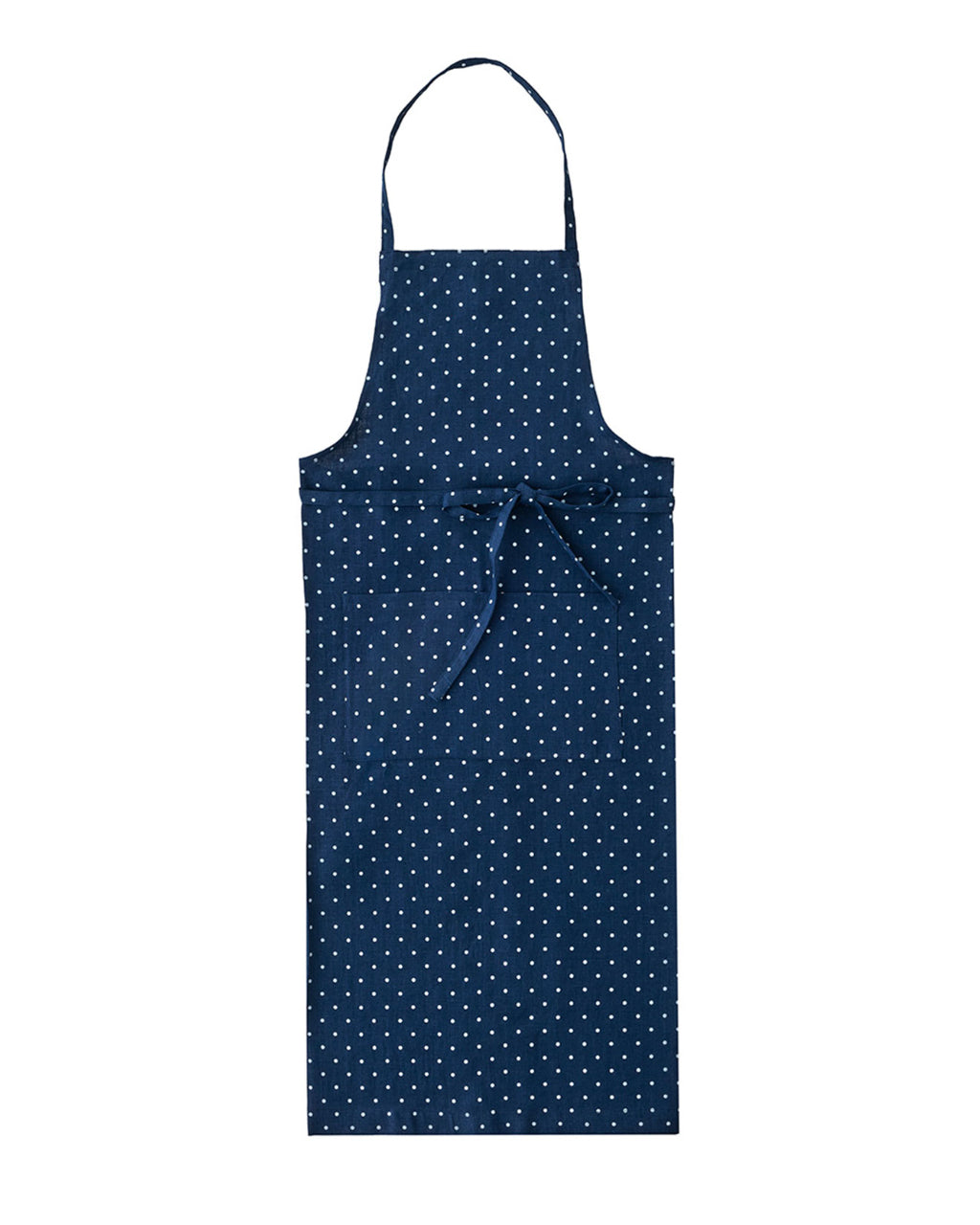Linen Full Apron: Navy Dot
