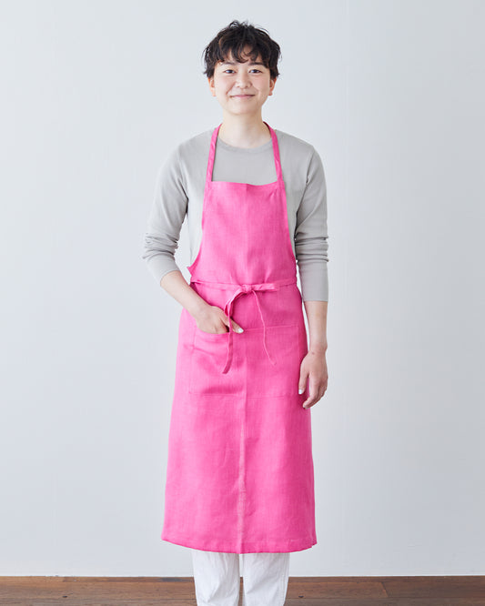 Linen Full Apron: Rose Peche