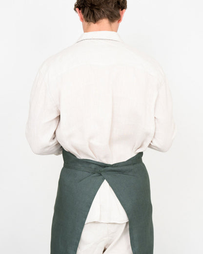Linen Full Apron: Vert Noir