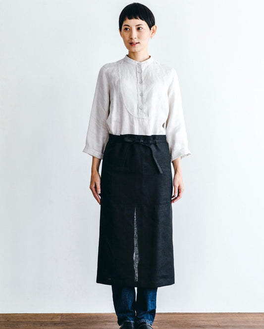 Linen Garçon Apron: Black