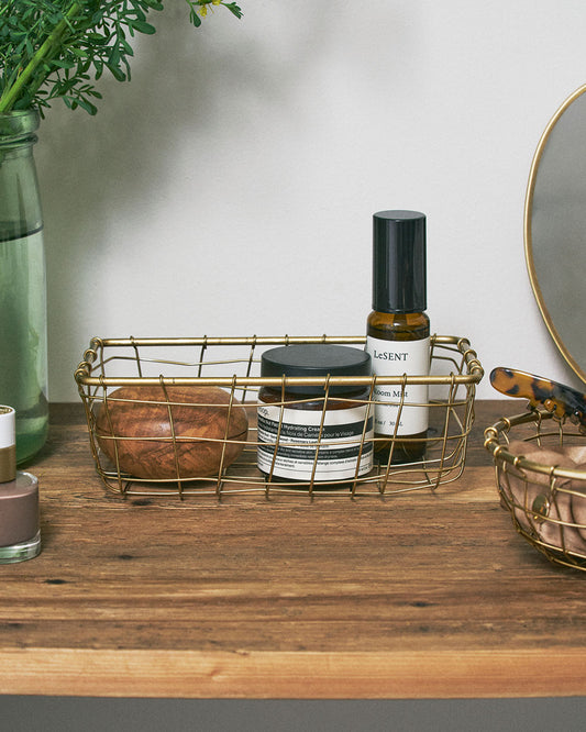 Gold Wire Basket (S): Rectangle