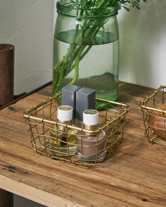 Gold Wire Basket (S): Square