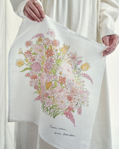 Isabelle Boinot Handkerchief: Pink Bouquet