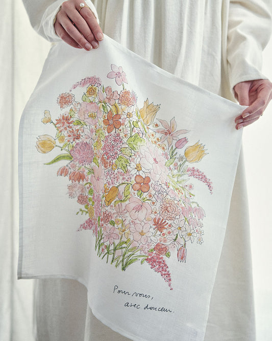 Isabelle Boinot Handkerchief: Pink Bouquet