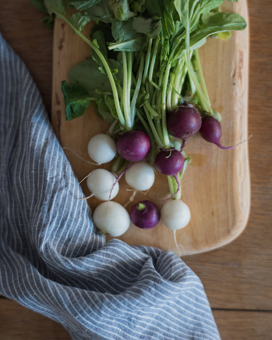 Linen Tea Towel: Grey White Stripe