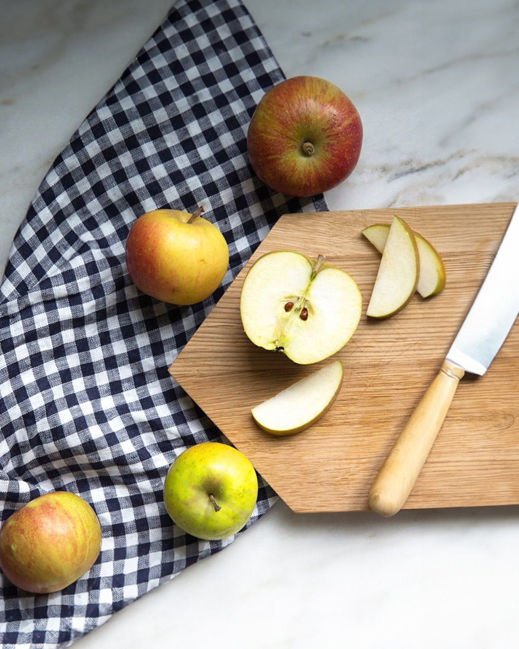 Linen Tea Towel: Navy White Check