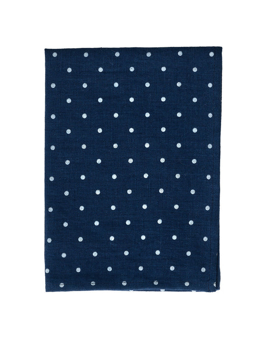 Linen Tea Towel: Navy Dot
