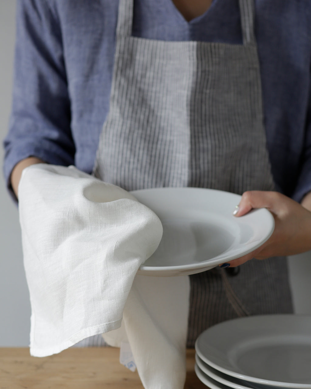 Thick Linen Tea Towel: White