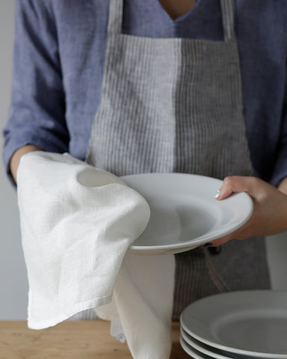 Thick Linen Tea Towel: White