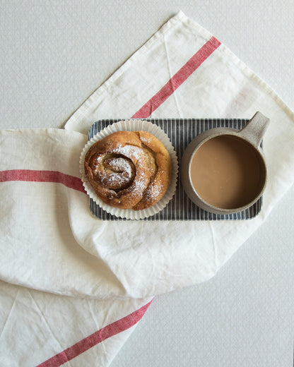 Linen Coated Tray (S): Grey White Stripe