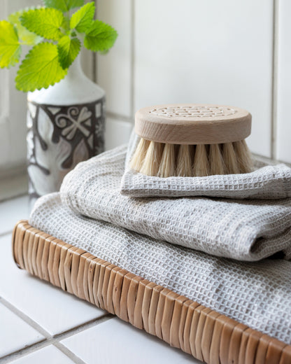 Linen Washed Waffle Towel (M) Natural