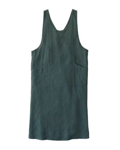 Linen Over Dress Apron: Vert Noir