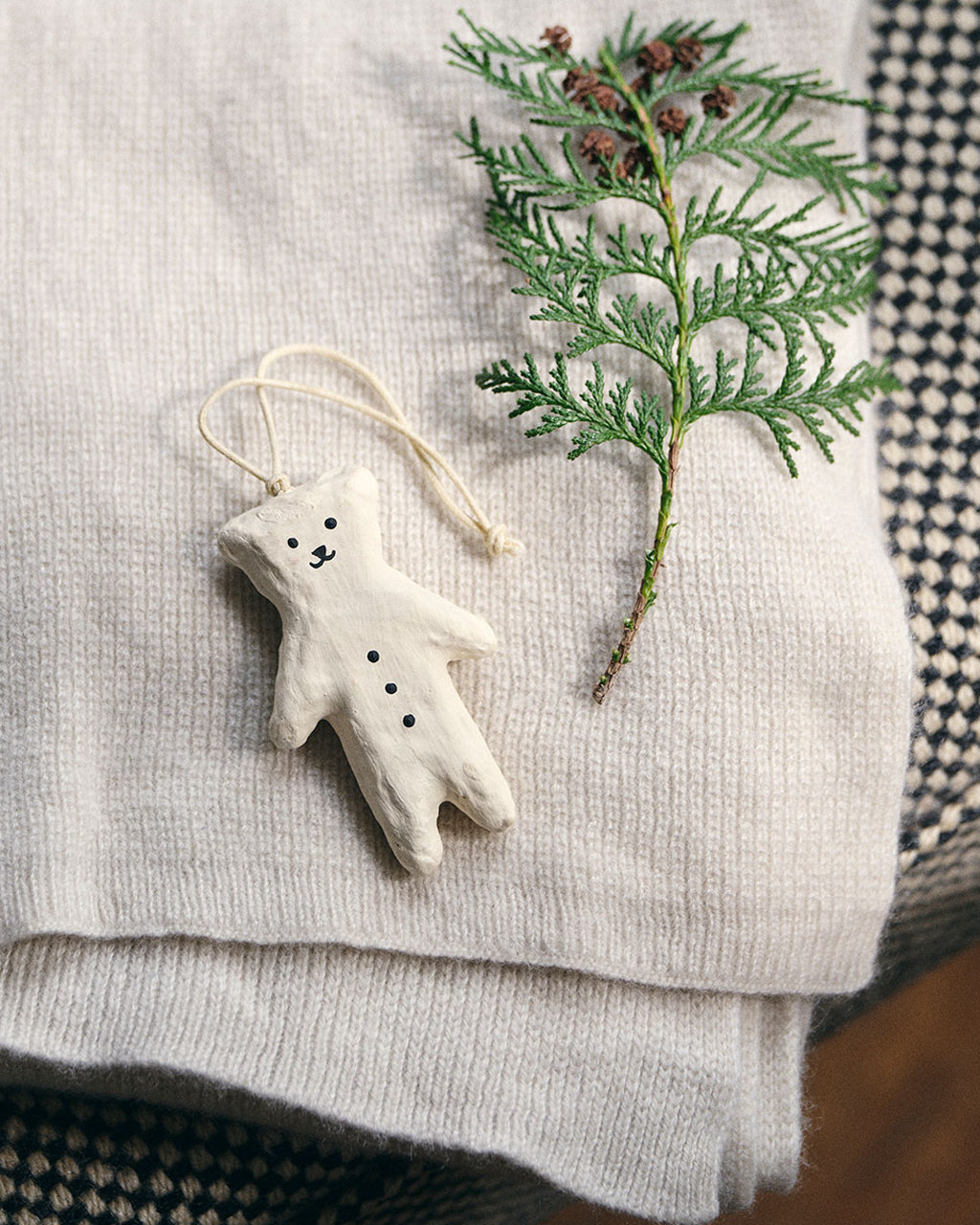 Papier Mâché Ornament: White Bear