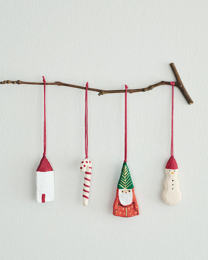 Papier Mâché Ornaments: Noel 4 Piece Set