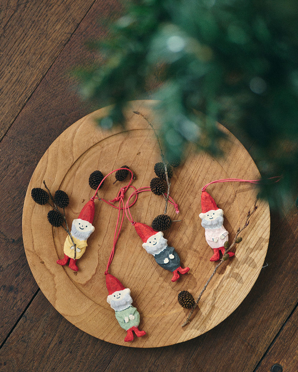 Papier Mâché Ornaments: Gnome 4 Piece Set