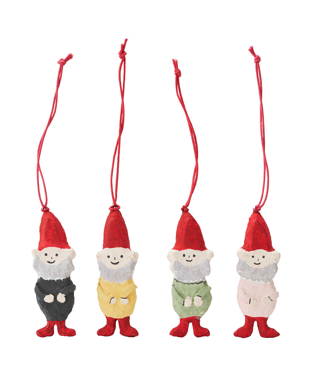Papier Mâché Ornaments: Gnome 4 Piece Set
