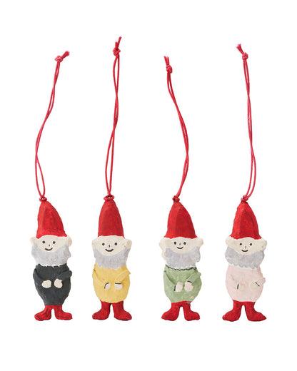 Papier Mâché Ornaments: Gnome 4 Piece Set